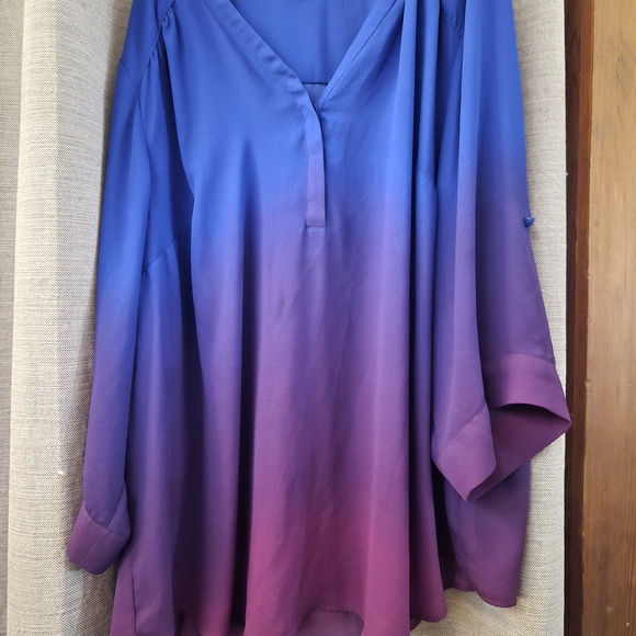 Torrid Harper Blouse Blue Purple Ombre Plus Size 4 - Picture 7 of 7